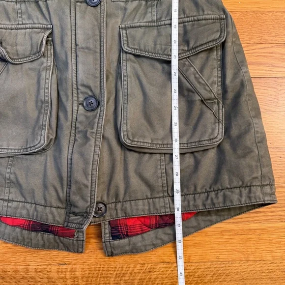 Hollister Y2K Utility Style Hooded Jacket with Red Buffalo Plaid Lining - Size M - Picture 7 of 9